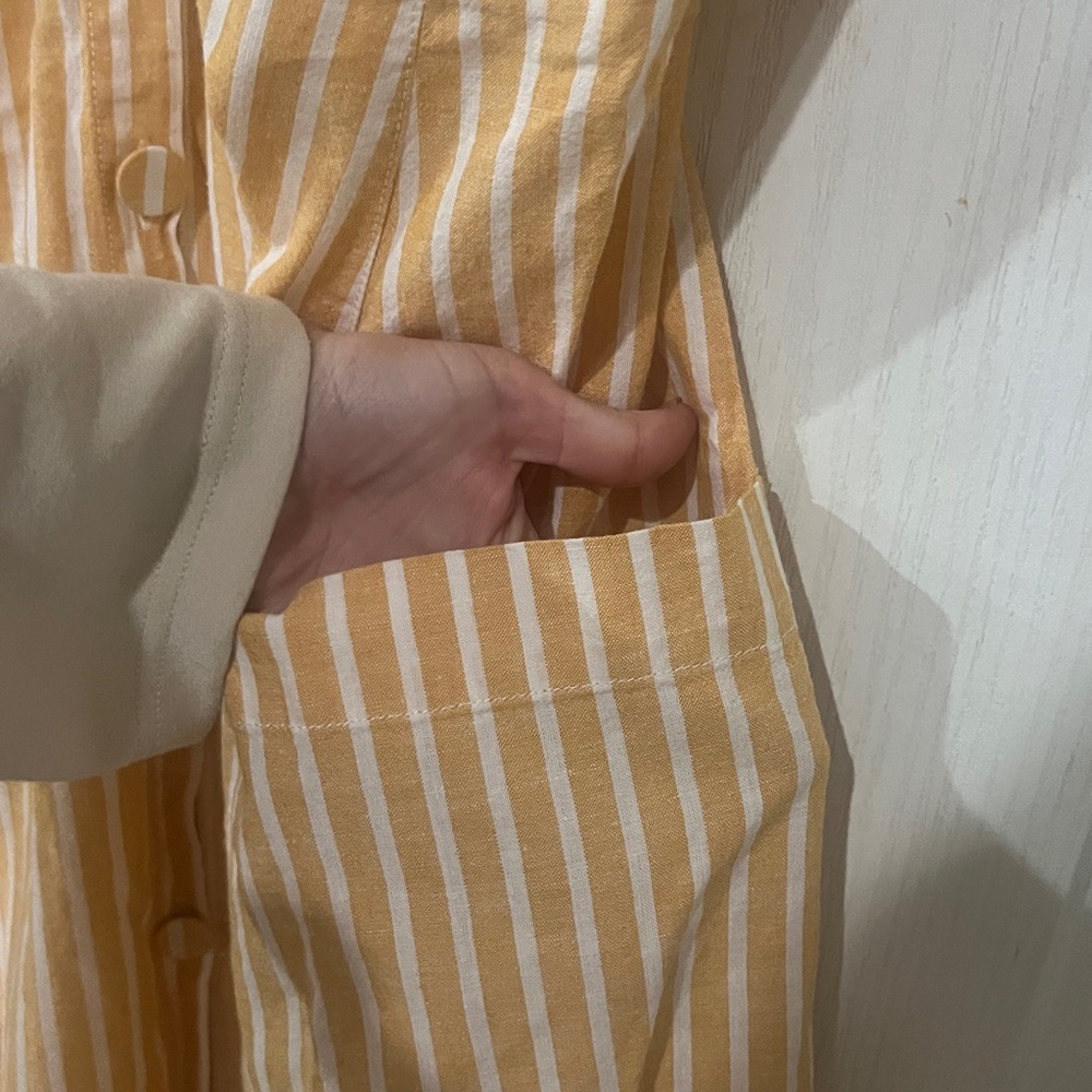 FINAL PRICE NWT ASOS Mustard and White Striped Dress - Picture 3 of 6